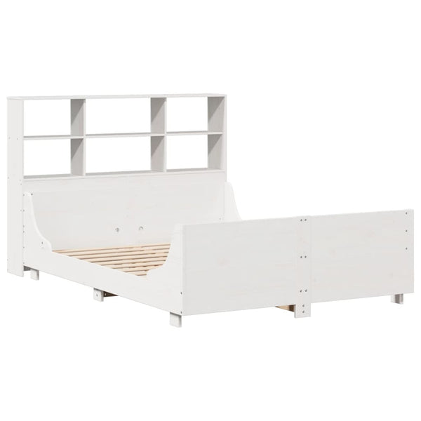 vidaXL Solid Wood Bed with Storage Shelf without Mattress White 160x200 cm