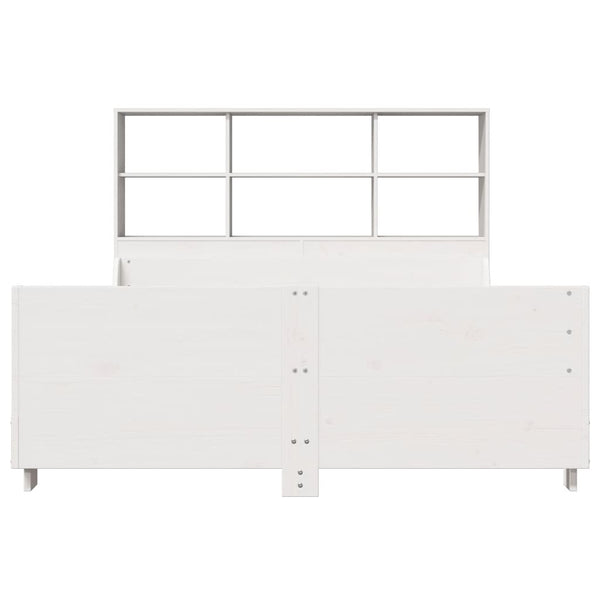 vidaXL Solid Wood Bed with Storage Shelf without Mattress White 160x200 cm