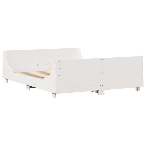 vidaXL Solid Wood Bed with Storage Shelf without Mattress White 160x200 cm