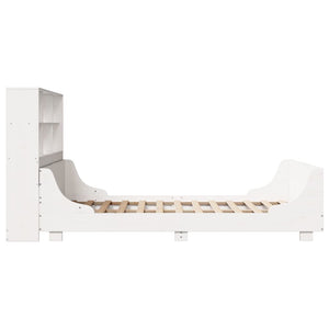 vidaXL Solid Wood Bed with Storage Shelf without Mattress White 160x200 cm