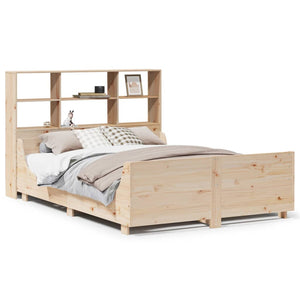 vidaXL Solid Wood Bed with Storage Shelf without Mattress 150x200 cm Solid Wood
