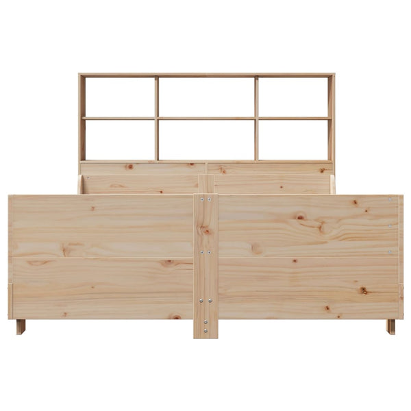 vidaXL Solid Wood Bed with Storage Shelf without Mattress 150x200 cm Solid Wood