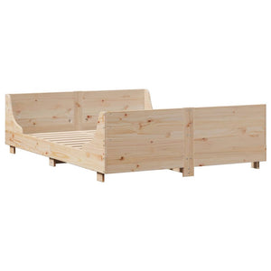 vidaXL Solid Wood Bed with Storage Shelf without Mattress 150x200 cm Solid Wood