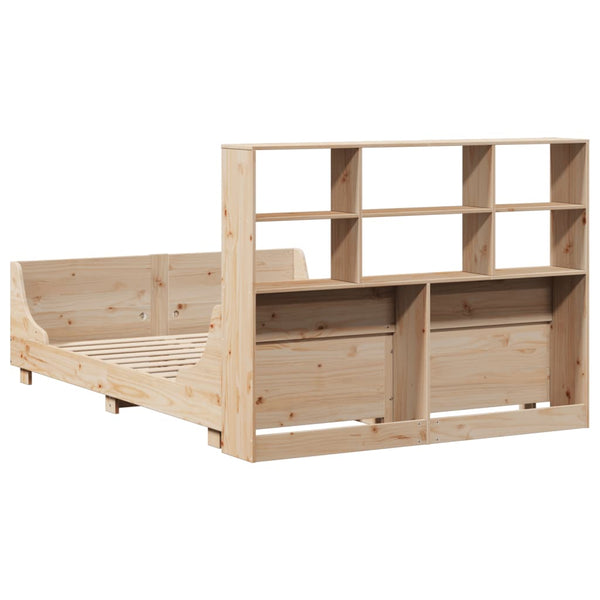vidaXL Solid Wood Bed with Storage Shelf without Mattress 150x200 cm Solid Wood