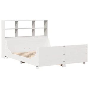vidaXL Solid Wood Bed with Shelf without Mattress White 140x200 cm