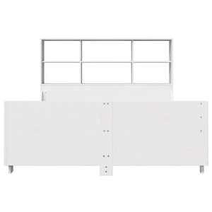 vidaXL Solid Wood Bed with Shelf without Mattress White 140x200 cm