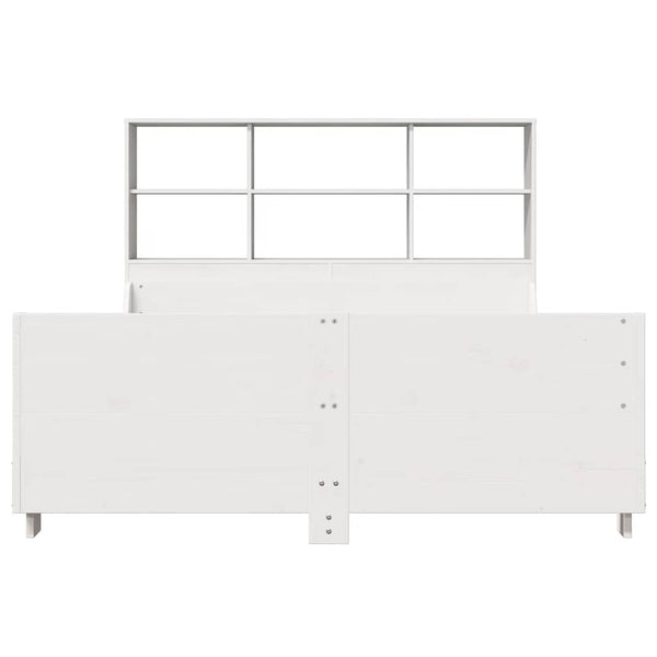 vidaXL Solid Wood Bed with Shelf without Mattress White 140x200 cm