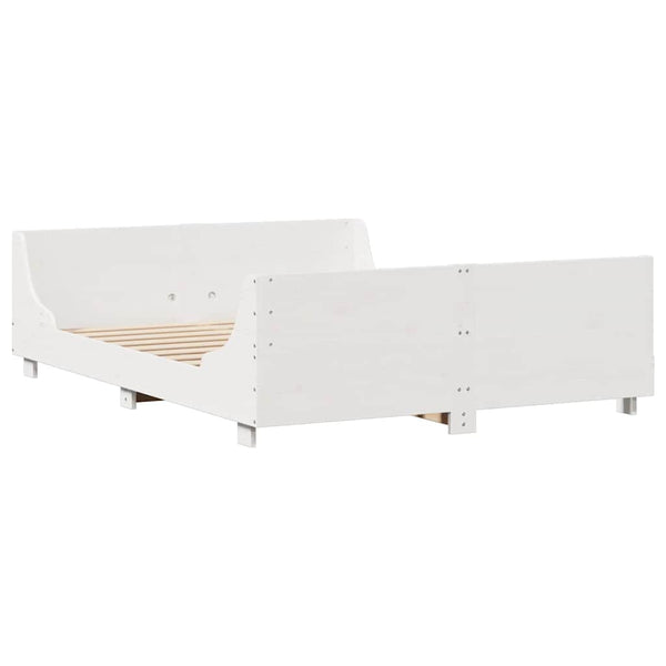 vidaXL Solid Wood Bed with Shelf without Mattress White 140x200 cm