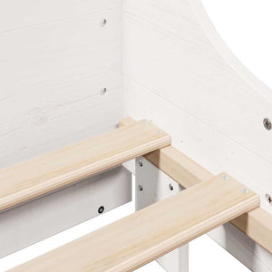 vidaXL Solid Wood Bed with Shelf without Mattress White 140x200 cm
