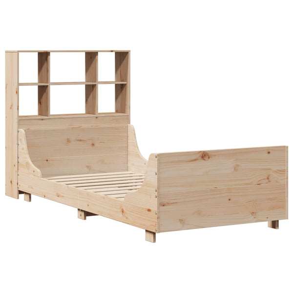 vidaXL Solid Wood Bed with Shelf without Mattress 90x200 cm Solid Wood