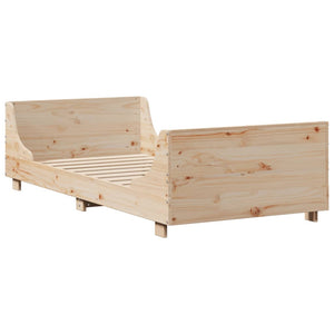 vidaXL Solid Wood Bed with Shelf without Mattress 90x200 cm Solid Wood