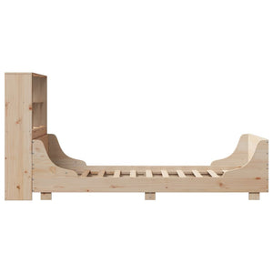 vidaXL Solid Wood Bed with Shelf without Mattress 90x200 cm Solid Wood