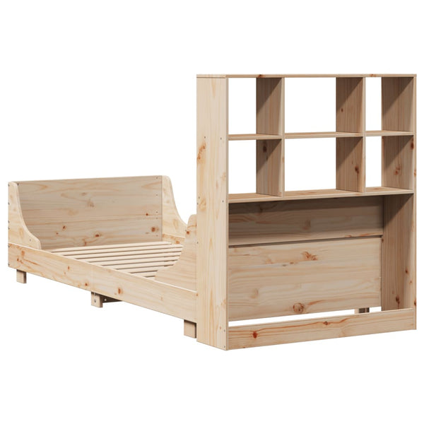 vidaXL Solid Wood Bed with Shelf without Mattress 90x200 cm Solid Wood