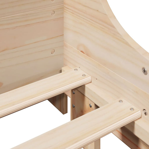 vidaXL Solid Wood Bed with Shelf without Mattress 90x200 cm Solid Wood