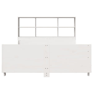 vidaXL Solid Wood Bed with Shelf without Mattress White 120x190 cm