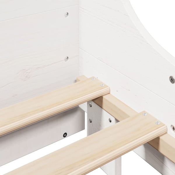 vidaXL Solid Wood Bed with Shelf without Mattress White 120x190 cm