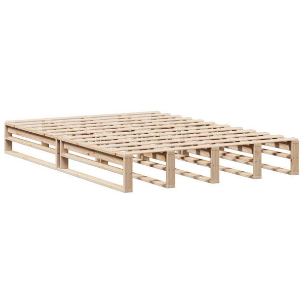 vidaXL Solid Wood Bed with Shelf without Mattress 140x200 cm