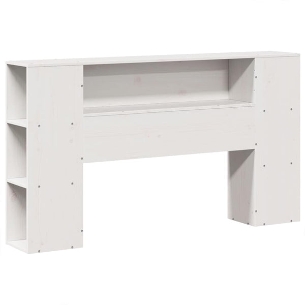 vidaXL Solid Wood Bed with Storage Headboard No Mattress White 150x200 cm
