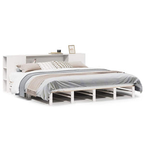 vidaXL Solid Wood Bed with Storage without Mattress White 200x200 cm