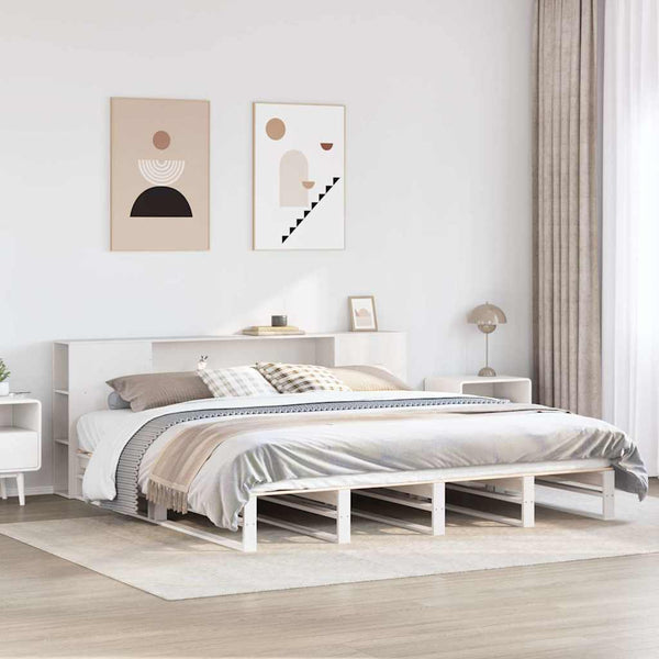 vidaXL Solid Wood Bed with Storage without Mattress White 200x200 cm