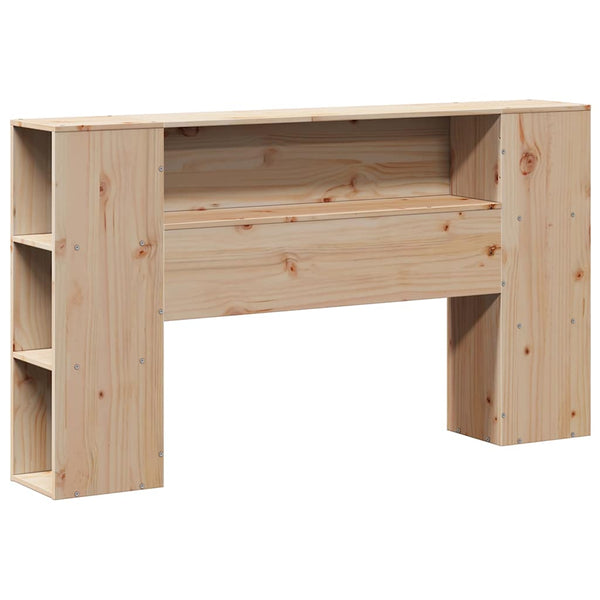 vidaXL Solid Wood Bed Frame with Headboard Storage, without Mattress, 135x190 cm, Solid Wood