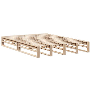 vidaXL Solid Wood Bed Frame with Headboard Storage, without Mattress, 135x190 cm, Solid Wood