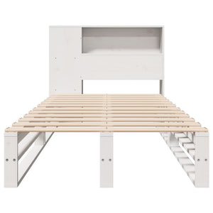 vidaXL Solid Wood Bed with Storage Shelves, without Mattress, White 75x190 cm