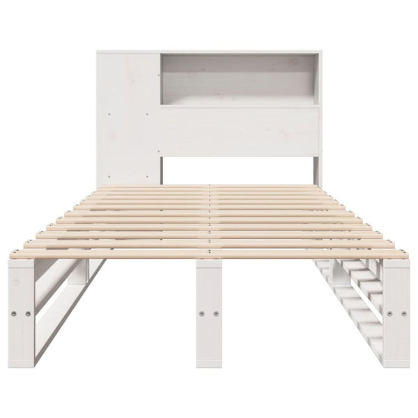 vidaXL Solid Wood Bed with Storage Shelves, without Mattress, White 75x190 cm