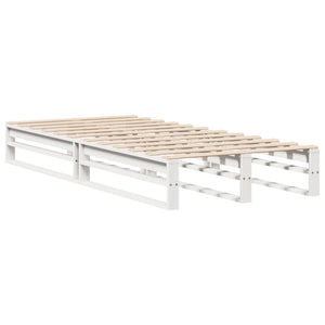vidaXL Solid Wood Bed with Storage Shelves, without Mattress, White 75x190 cm