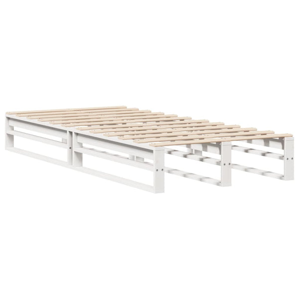 vidaXL Solid Wood Bed with Storage Shelves, without Mattress, White 75x190 cm