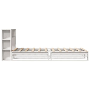 vidaXL Solid Wood Bed with Storage Shelves, without Mattress, White 75x190 cm