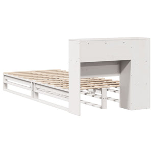 vidaXL Solid Wood Bed with Storage Shelves, without Mattress, White 75x190 cm