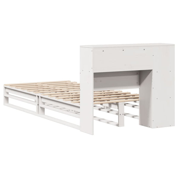 vidaXL Solid Wood Bed with Storage Shelves, without Mattress, White 75x190 cm