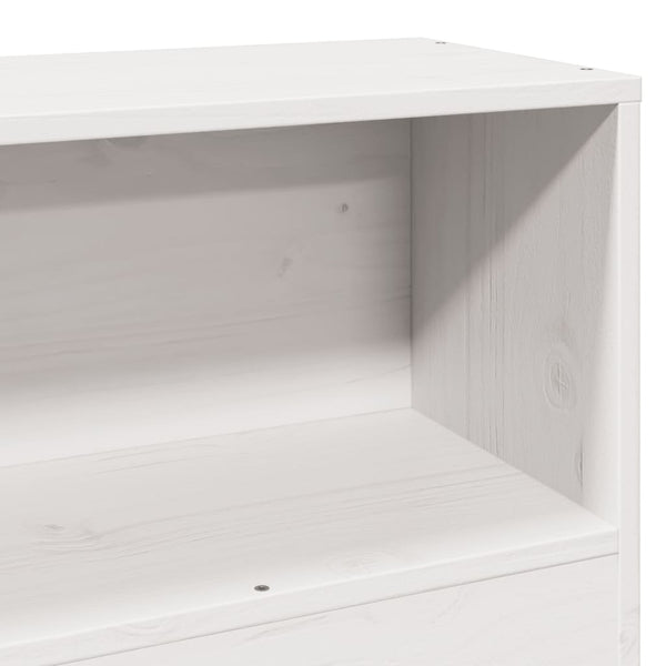vidaXL Solid Wood Bed with Storage Shelves, without Mattress, White 75x190 cm