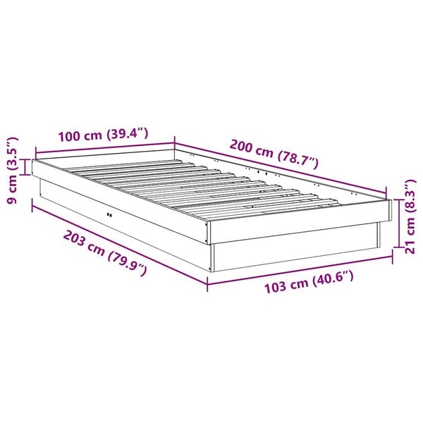 vidaXL Solid Wood Bed Frame without Mattress 100x200 cm Oak Wood