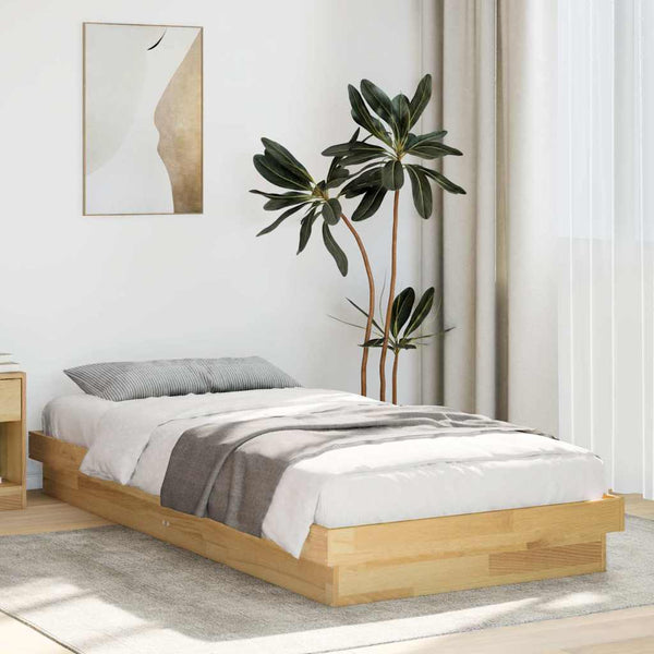 vidaXL Solid Wood Bed Frame without Mattress 75x190 cm Oak Wood