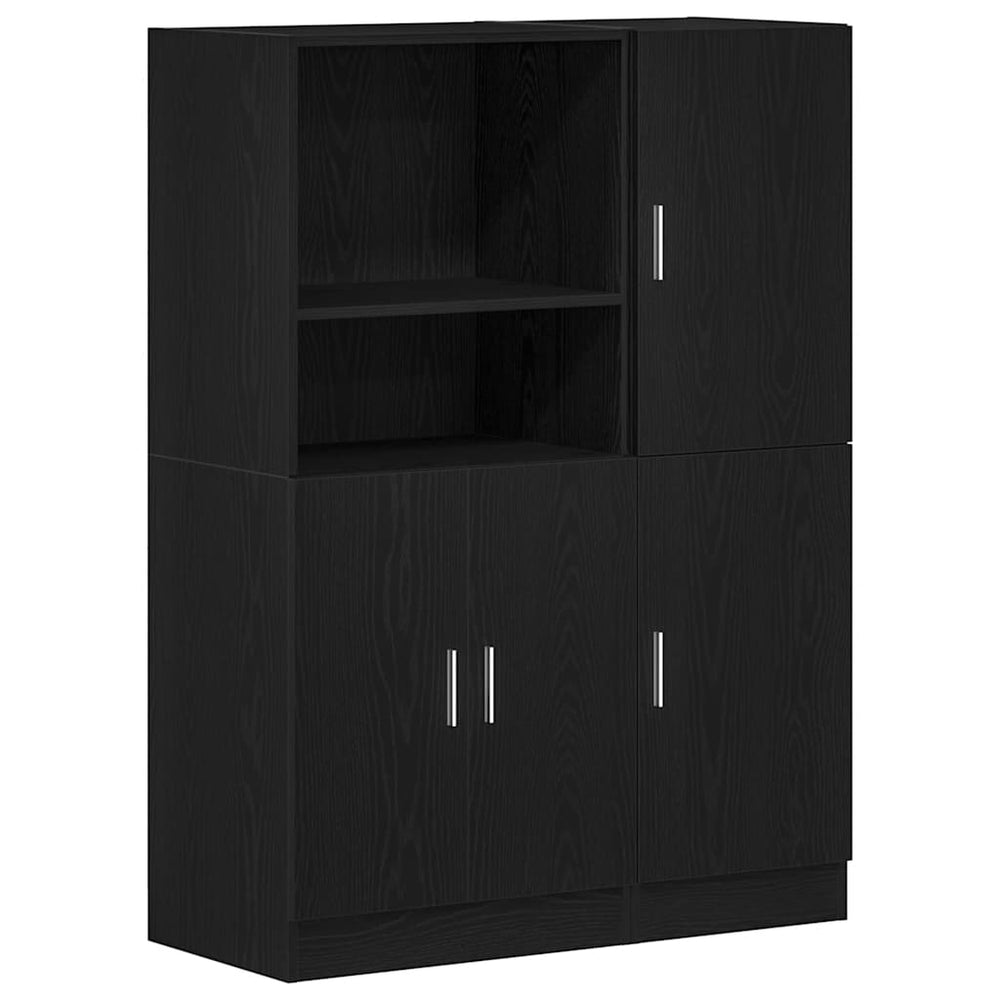 vidaXL 2-Piece Kitchen Cabinet Set Black Engineered Wood