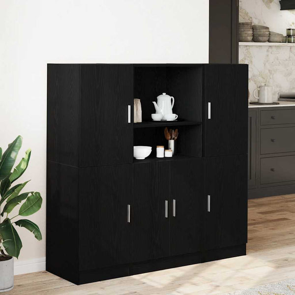 vidaXL 3-Piece Kitchen Cabinet Set Black Engineered Wood