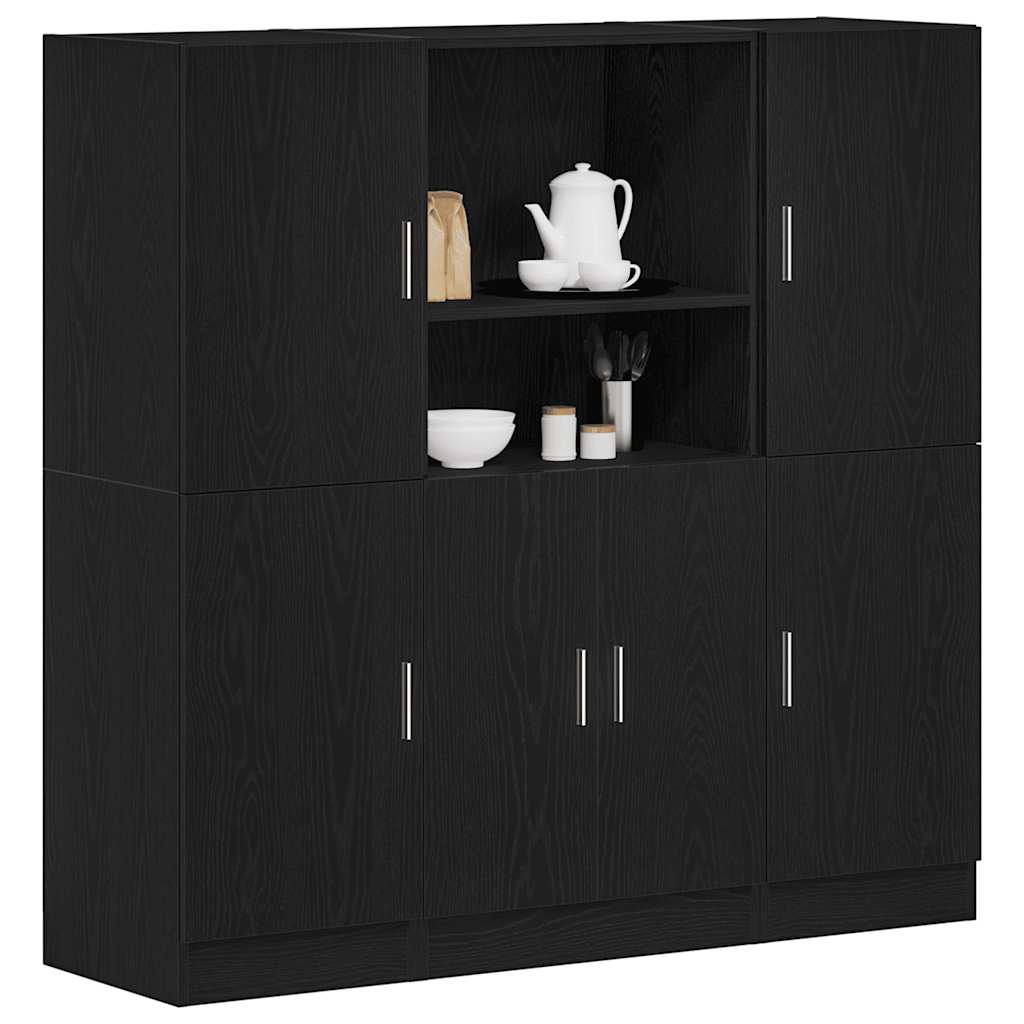 vidaXL 3-Piece Kitchen Cabinet Set Black Engineered Wood