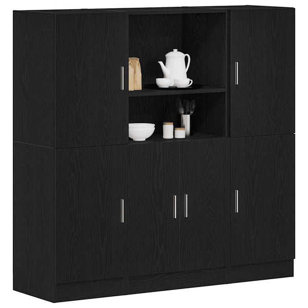 vidaXL 3-Piece Kitchen Cabinet Set Black Engineered Wood