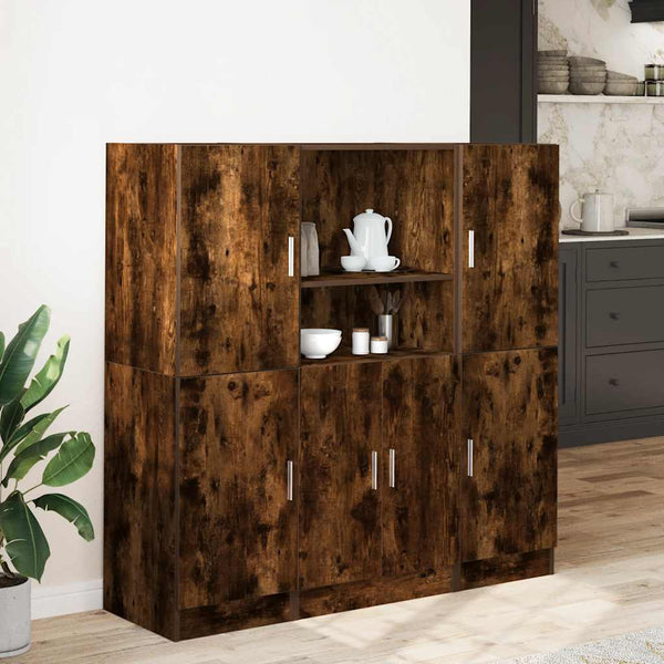 vidaXL 3-Piece Kitchen Cabinet Set Smoked Oak Engineered Wood