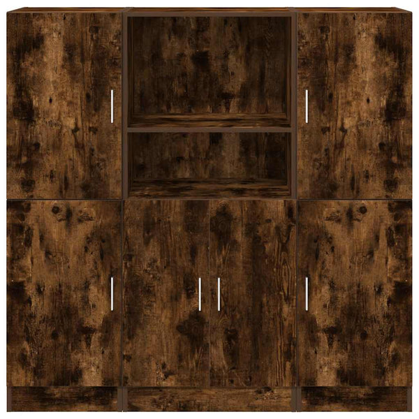 vidaXL 3-Piece Kitchen Cabinet Set Smoked Oak Engineered Wood