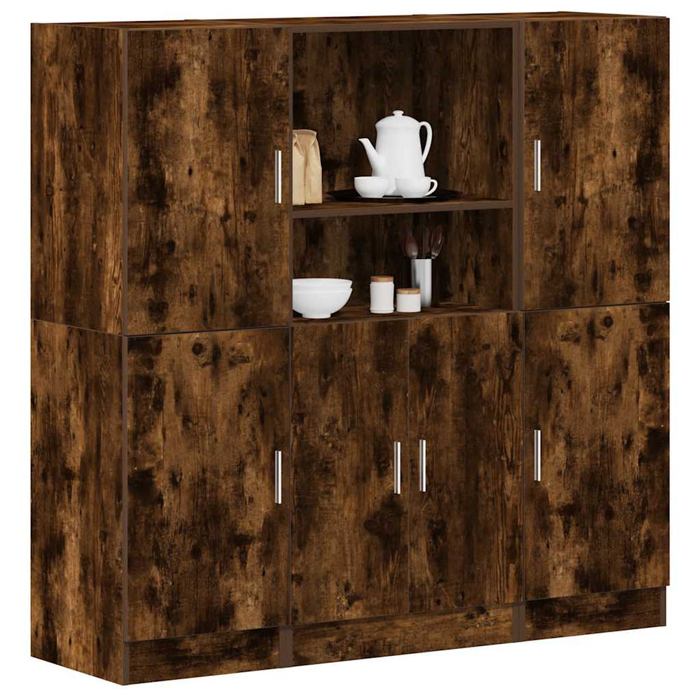 vidaXL 3-Piece Kitchen Cabinet Set Smoked Oak Engineered Wood