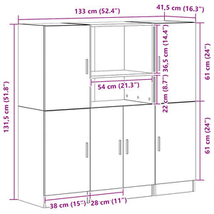 vidaXL 3-Piece Kitchen Cabinet Set Grey Sonoma Engineered Wood