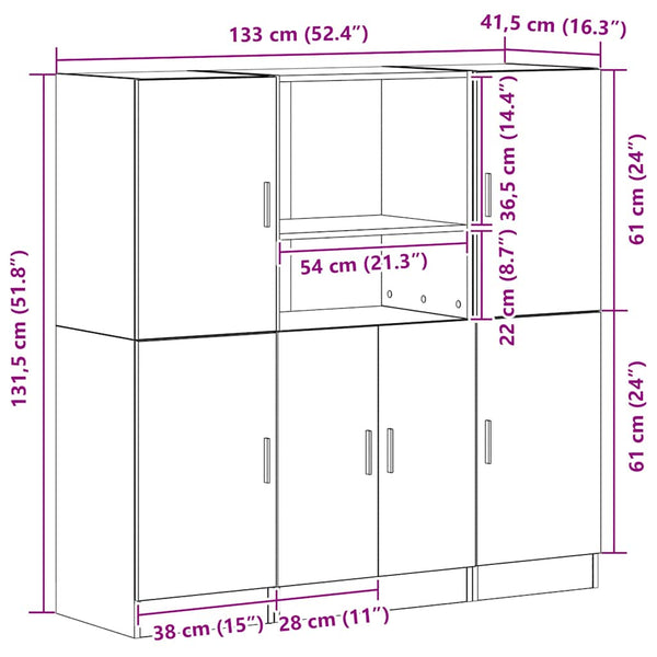 vidaXL 3-Piece Kitchen Cabinet Set Artisan Oak Engineered Wood