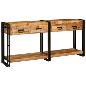 vidaXL Console Tables 2 pcs Brown 161 x 33 x 75 cm Solid Mango Wood