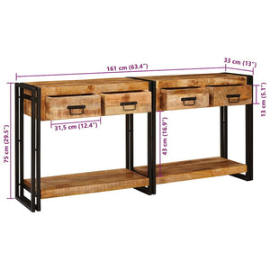 vidaXL Console Tables 2 pcs Brown 161 x 33 x 75 cm Solid Mango Wood