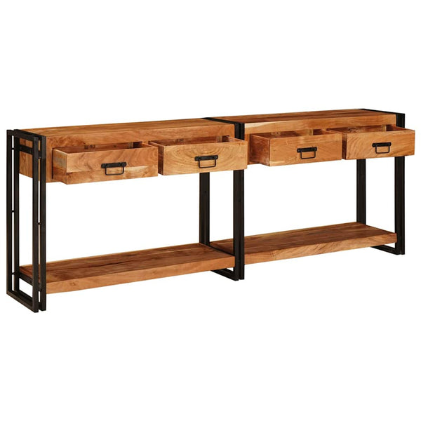 vidaXL Console Tables 2 pcs Brown 200 x 33 x 75 cm Solid Acacia Wood