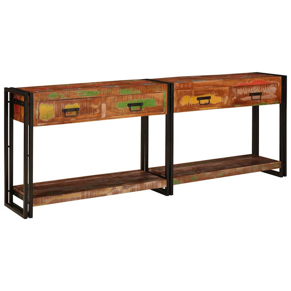vidaXL Console Tables 2 pcs Multicolored Solid Reclaimed Wood