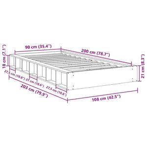 vidaXL Solid Wood Bed Frame without Mattress 90x200 cm Oak Wood
